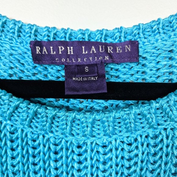 Ralph Lauren Collection Purple Label Open Knit Sleeveless Sweater S Turquoise - Picture 7 of 9